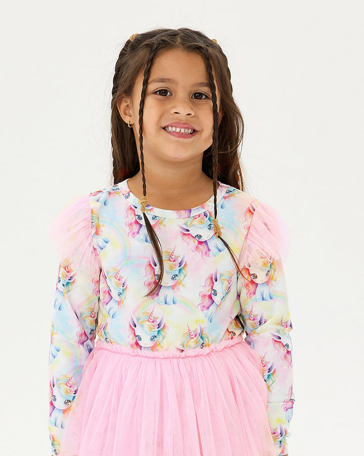 UNICORN PONY LONG SLEEVE CIRCUS FRILL DRESS