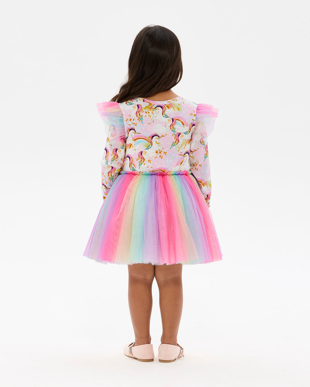 UNICORN PONY COLOUR POP LONG SLEEVE CIRCUS FRILL DRESS