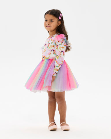 UNICORN PONY COLOUR POP LONG SLEEVE CIRCUS FRILL DRESS