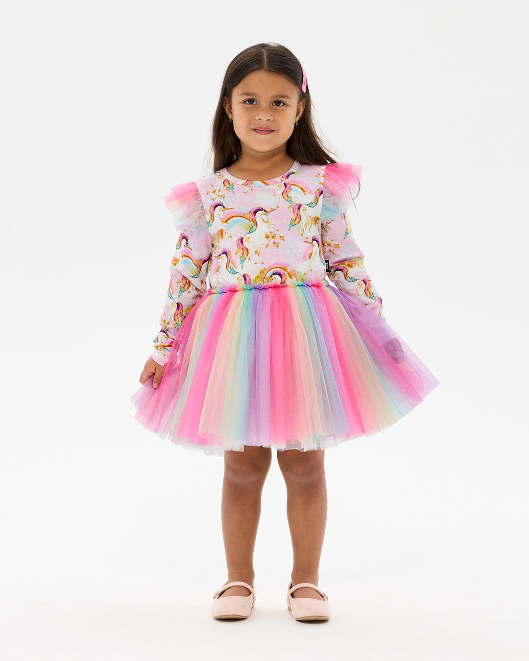 UNICORN PONY COLOUR POP LONG SLEEVE CIRCUS FRILL DRESS | Rock Your Baby
