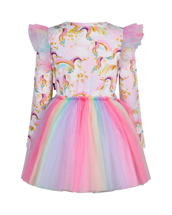 UNICORN PONY COLOUR POP LONG SLEEVE CIRCUS FRILL DRESS