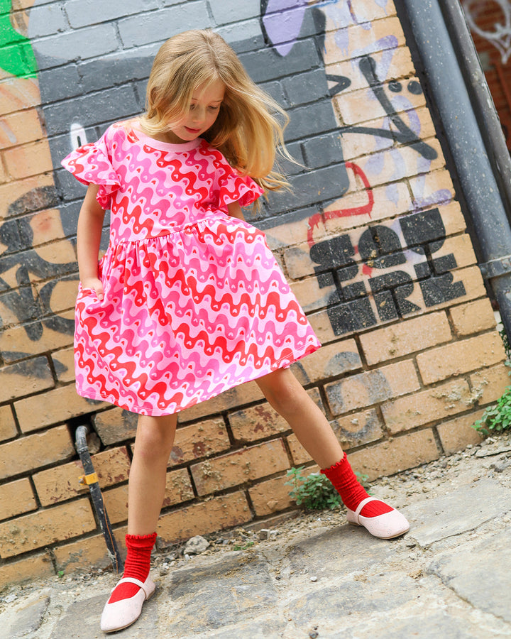HEART BEAT FLUTTER DRESS