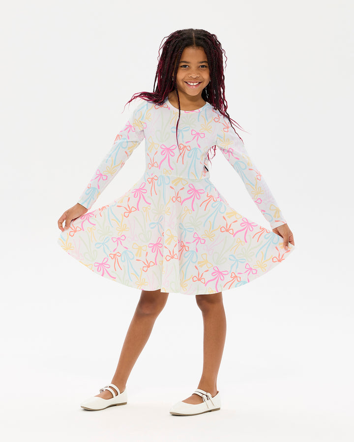 RIBBONS LONG SLEEVE WAISTED DRESS | Rock Your Baby