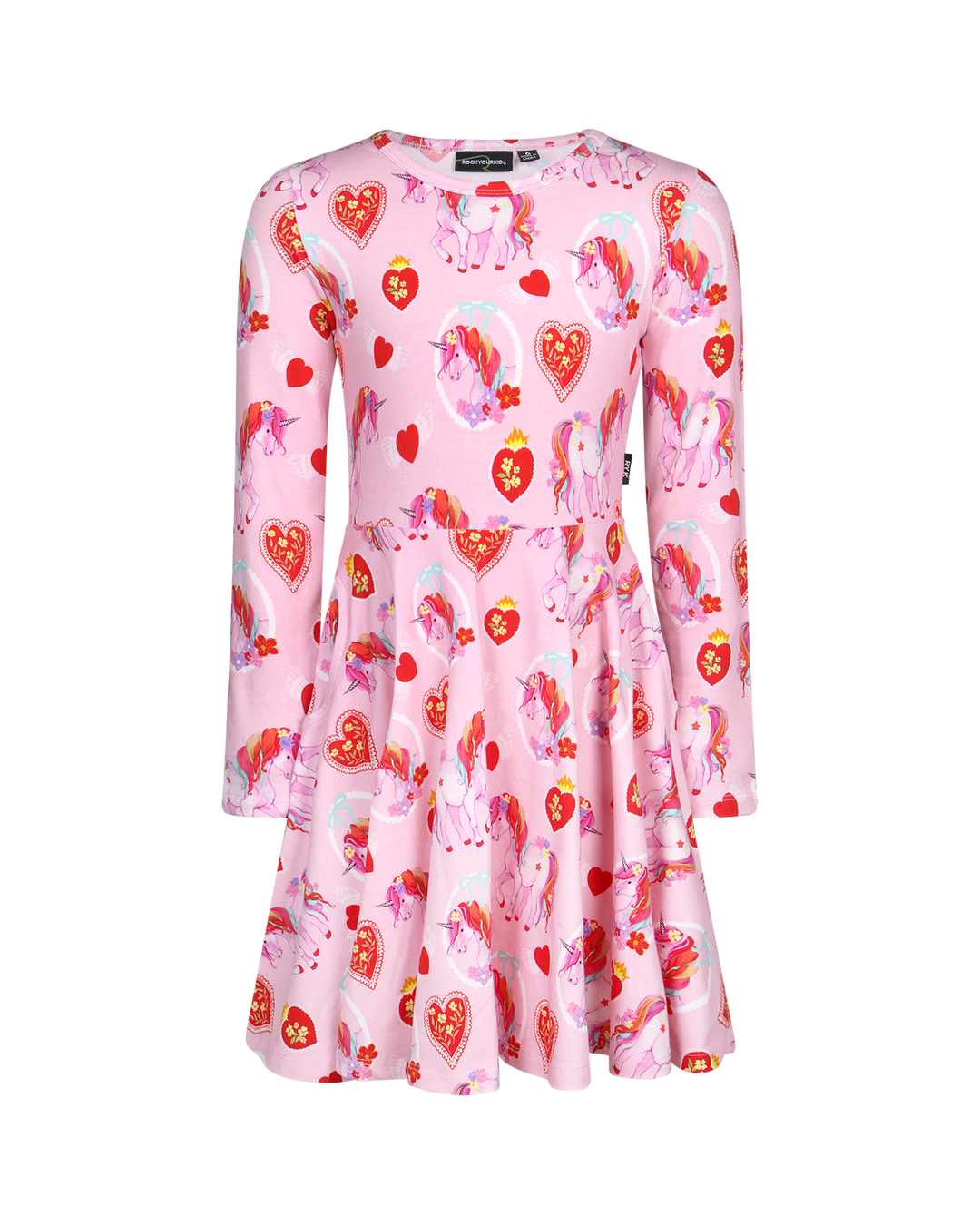 UNICORN HEARTS LONG SLEEVE WAISTED DRESS | Rock Your Baby