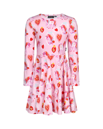UNICORN HEARTS LONG SLEEVE WAISTED DRESS