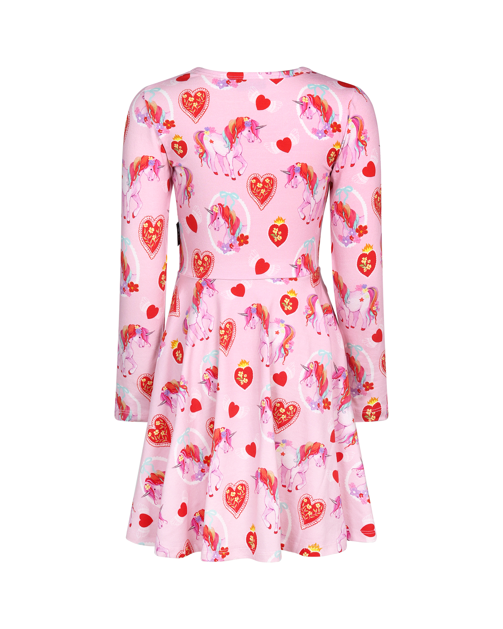 UNICORN HEARTS LONG SLEEVE WAISTED DRESS