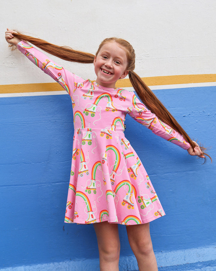 LET THE GOOD TIMES ROLL LONG SLEEVE WAISTED DRESS