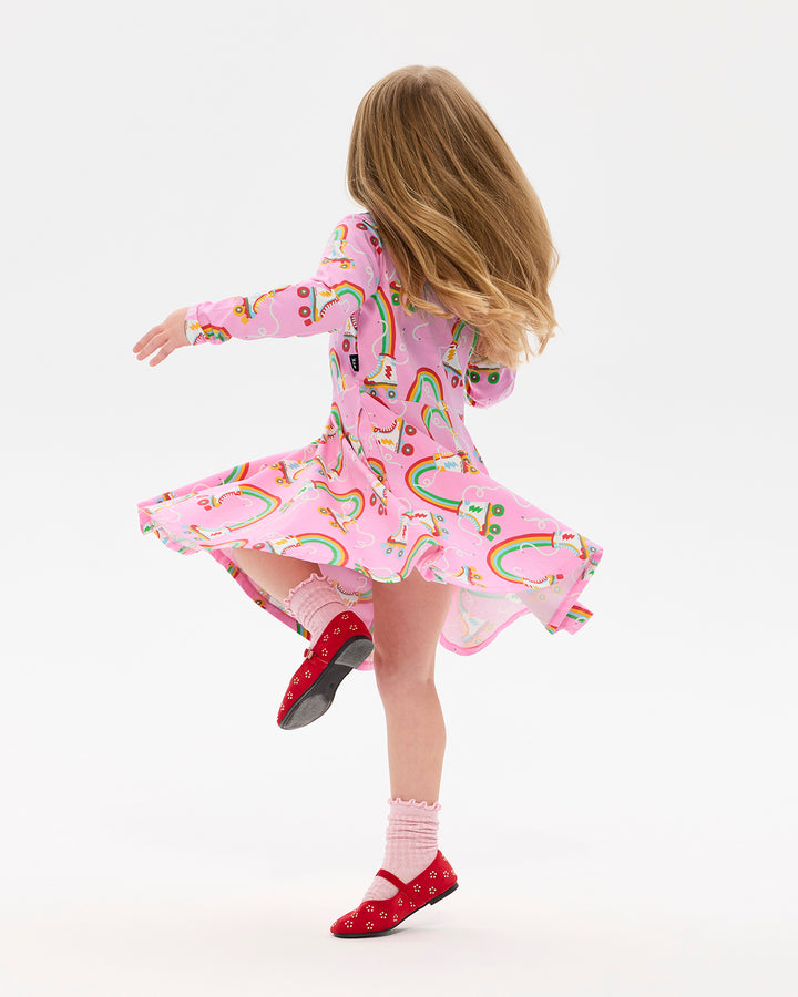 LET THE GOOD TIMES ROLL LONG SLEEVE WAISTED DRESS