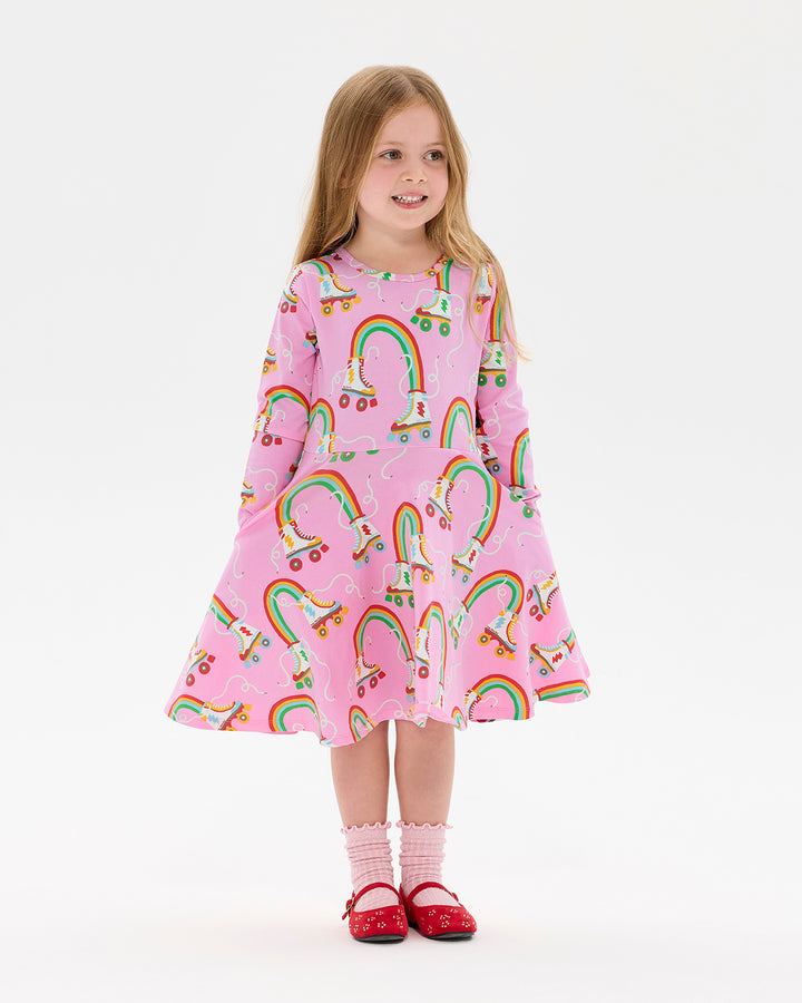 LET THE GOOD TIMES ROLL LONG SLEEVE WAISTED DRESS