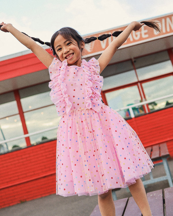 TULLE GLITTER SPOT SUZIE DRESS IN MULTI