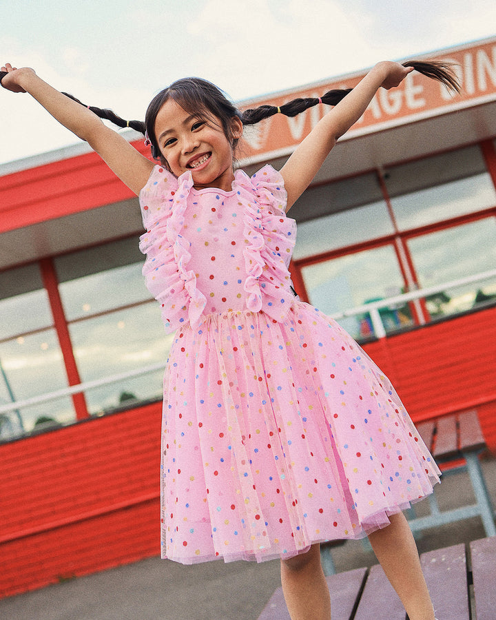 TULLE GLITTER SPOT SUZIE DRESS IN MULTI