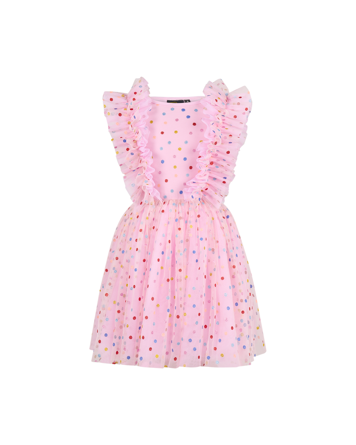 TULLE GLITTER SPOT SUZIE DRESS IN MULTI