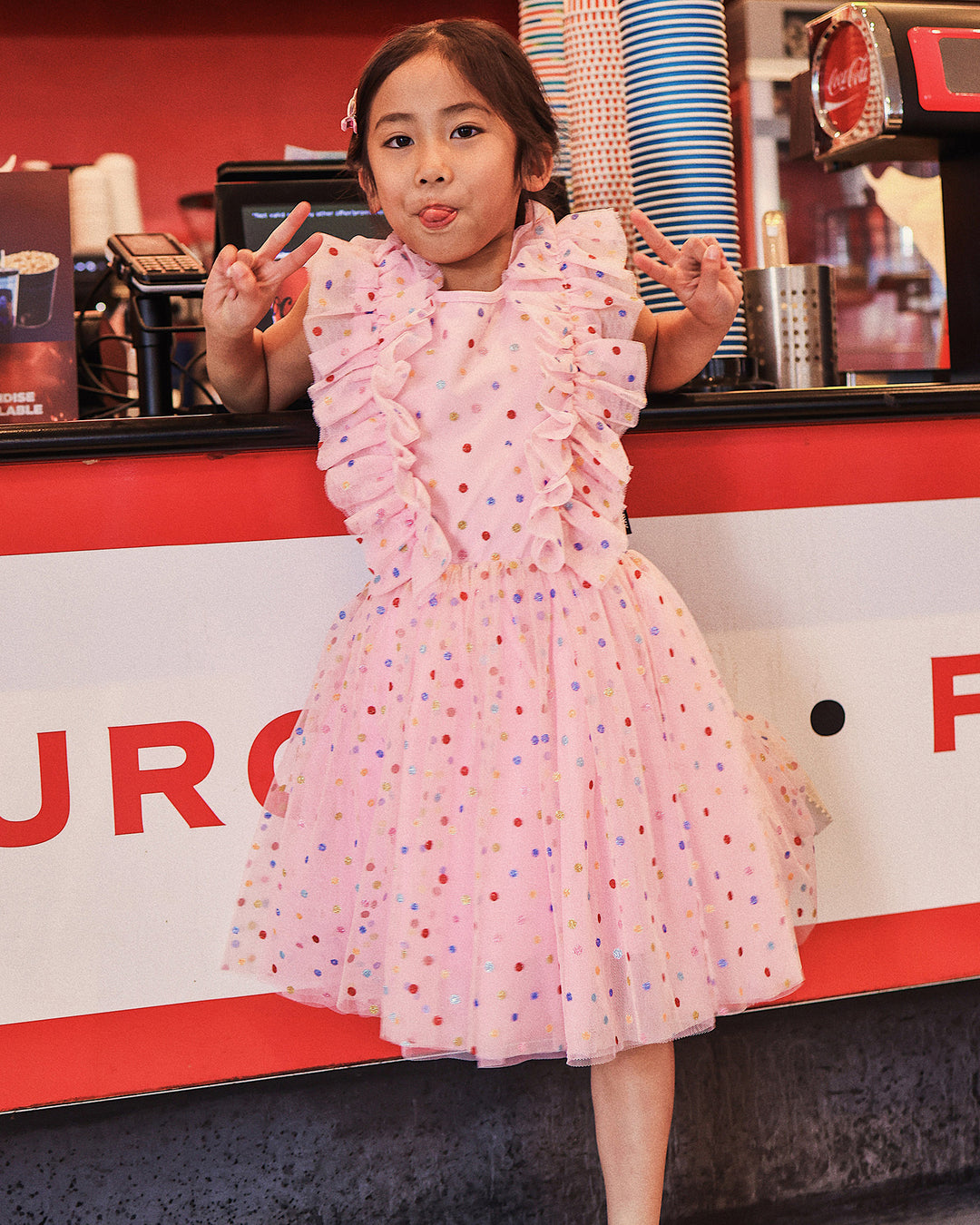 TULLE GLITTER SPOT SUZIE DRESS IN MULTI