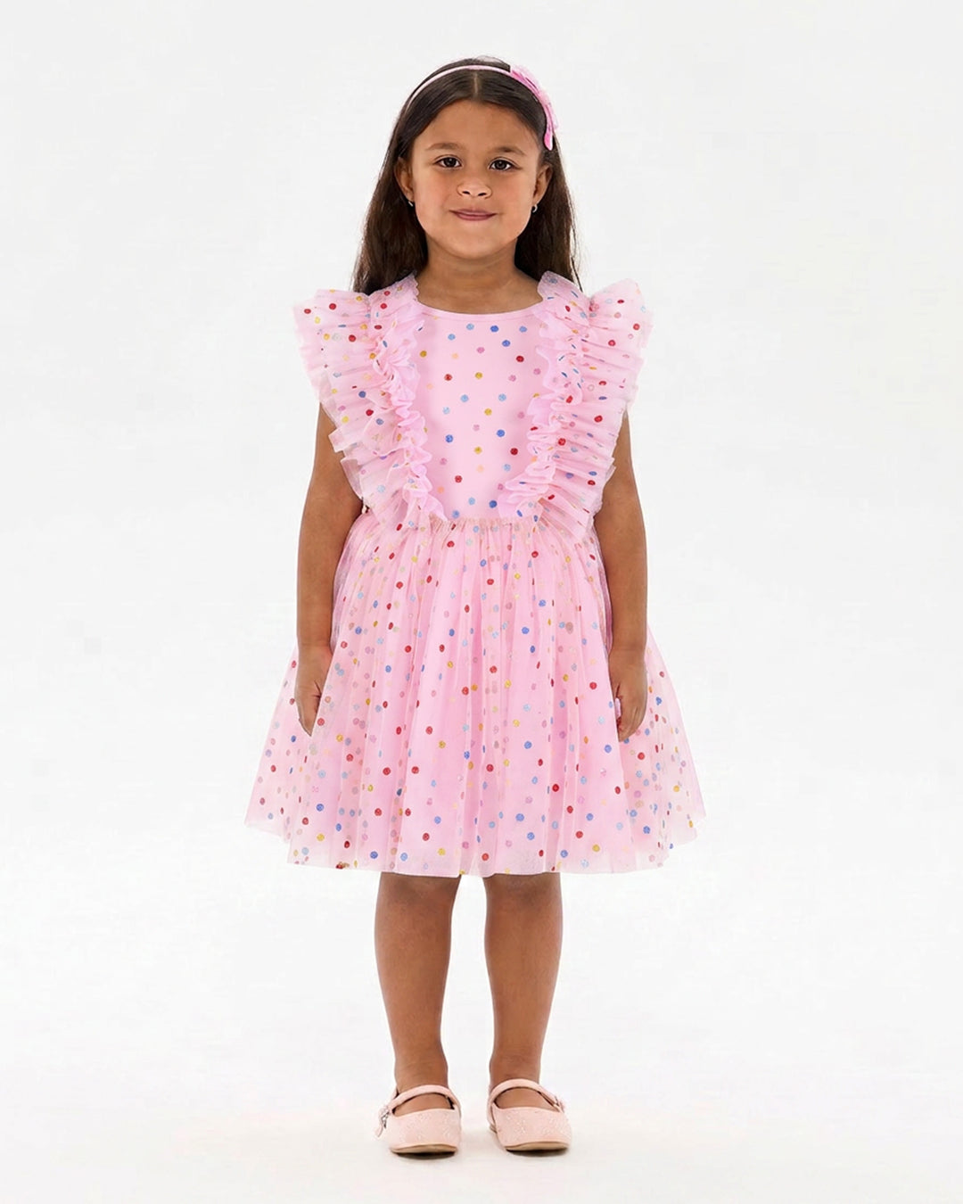 TULLE GLITTER SPOT SUZIE DRESS IN MULTI