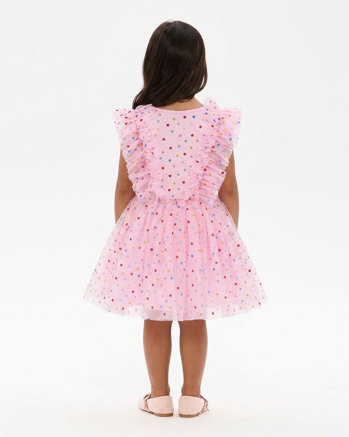 TULLE GLITTER SPOT SUZIE DRESS IN MULTI