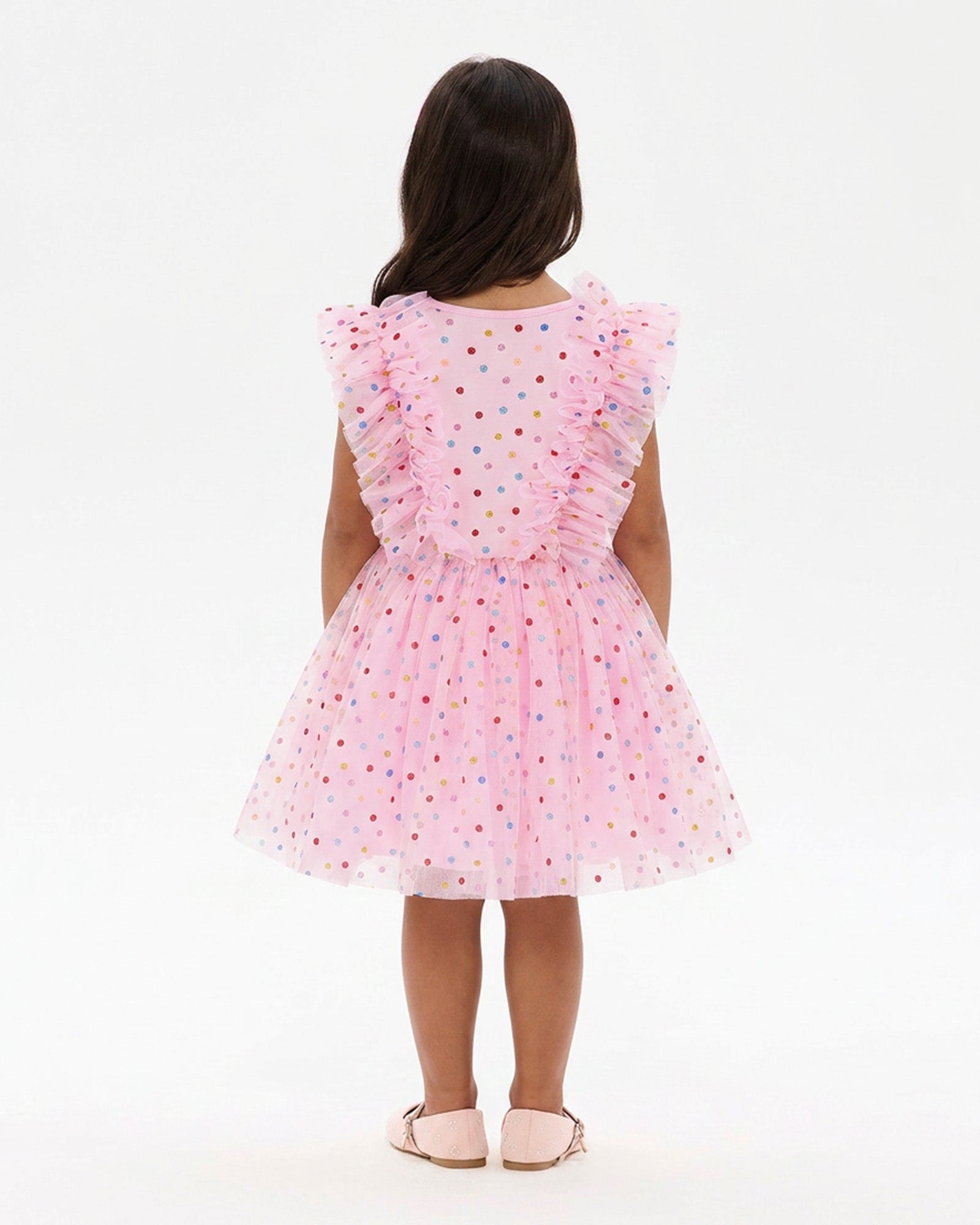 TULLE GLITTER SPOT SUZIE DRESS IN MULTI
