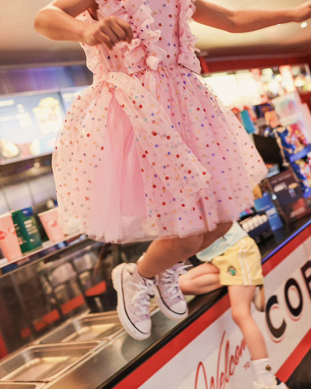 TULLE GLITTER SPOT SUZIE DRESS IN MULTI