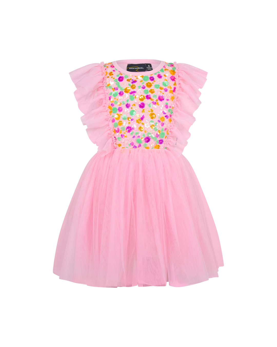 SEQUIN TULLE BELLAMY DRESS IN RAINBOW