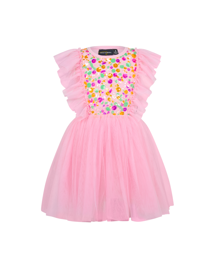 SEQUIN TULLE BELLAMY DRESS IN RAINBOW
