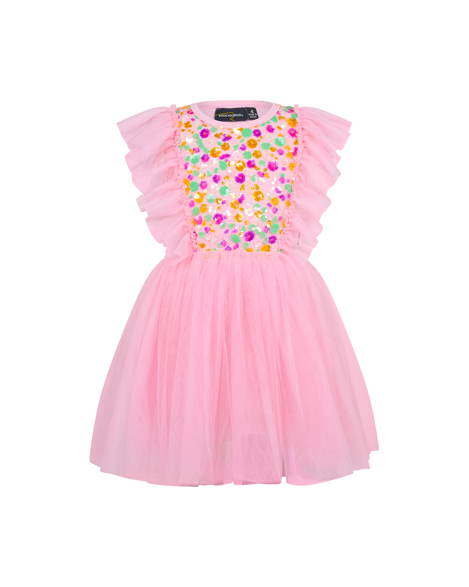 SEQUIN TULLE BELLAMY DRESS IN RAINBOW