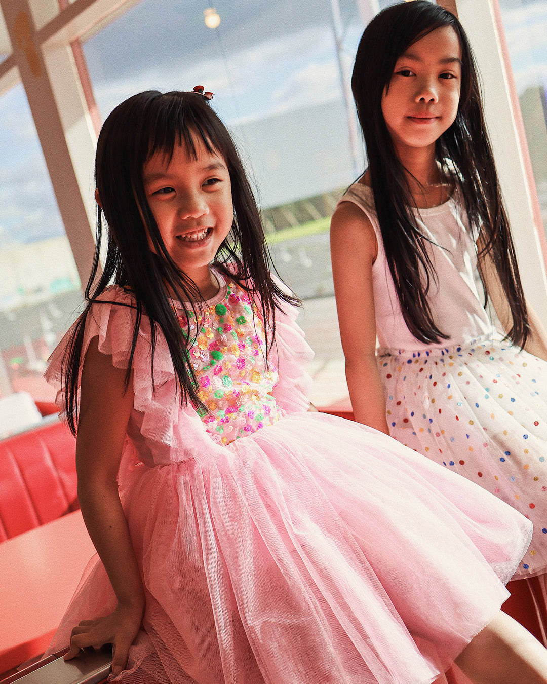 SEQUIN TULLE BELLAMY DRESS IN RAINBOW