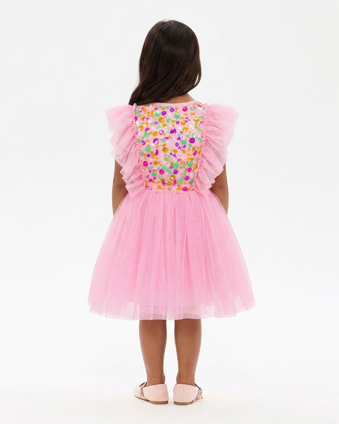 SEQUIN TULLE BELLAMY DRESS IN RAINBOW