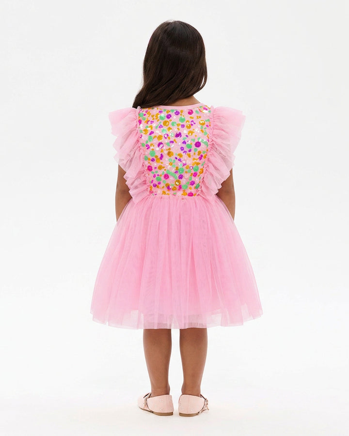 SEQUIN TULLE BELLAMY DRESS IN RAINBOW