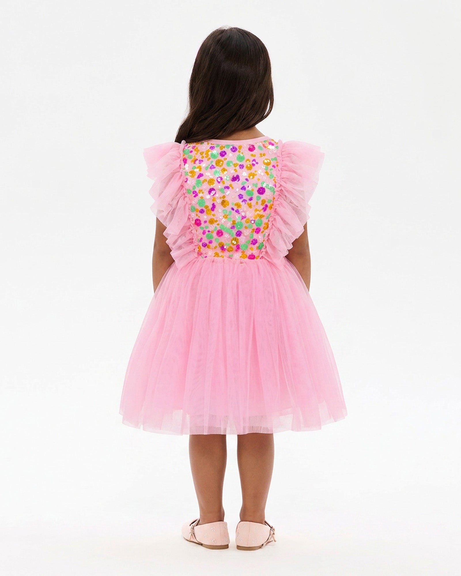 SEQUIN TULLE BELLAMY DRESS IN RAINBOW