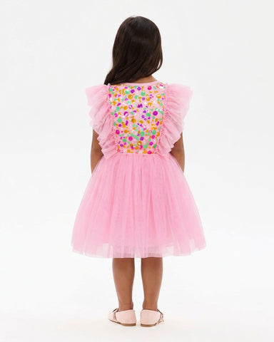 SEQUIN TULLE BELLAMY DRESS IN RAINBOW