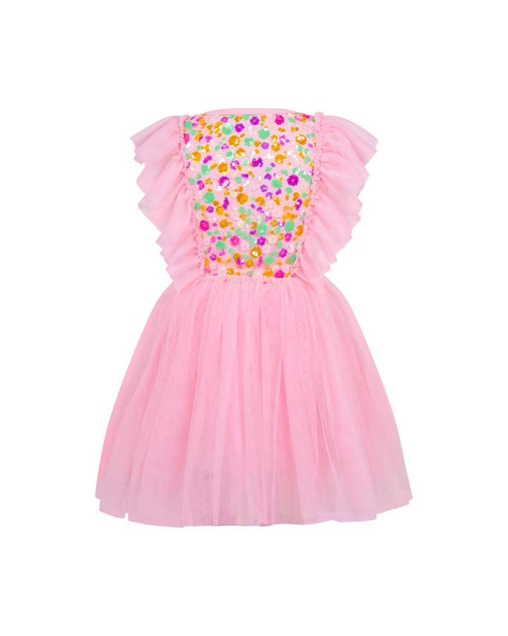 SEQUIN TULLE BELLAMY DRESS IN RAINBOW