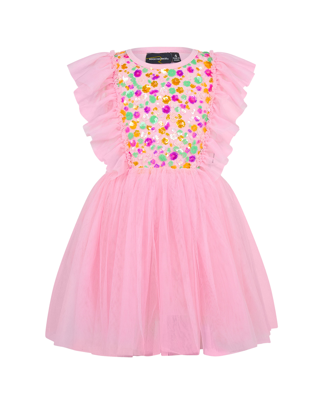 SEQUIN TULLE BELLAMY DRESS IN RAINBOW