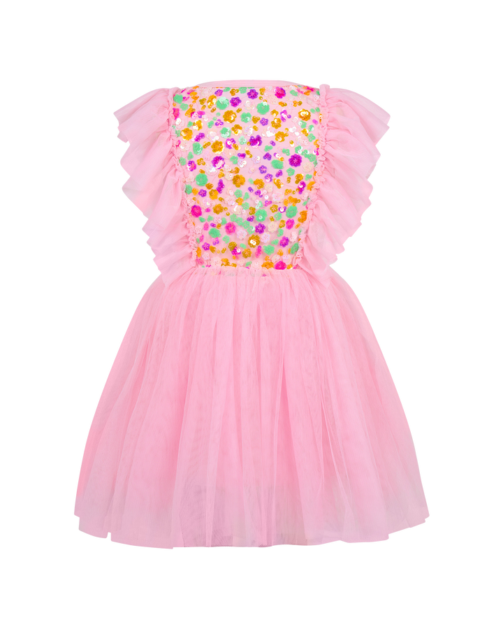 SEQUIN TULLE BELLAMY DRESS IN RAINBOW