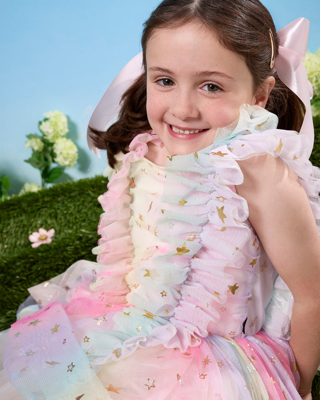 TULLE STARS LORENNE DRESS IN ROSE GOLD