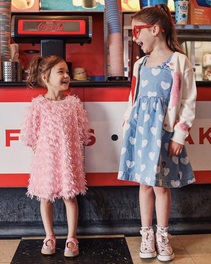 PUFF SLEEVE TULLE MARIA DRESS IN PINK