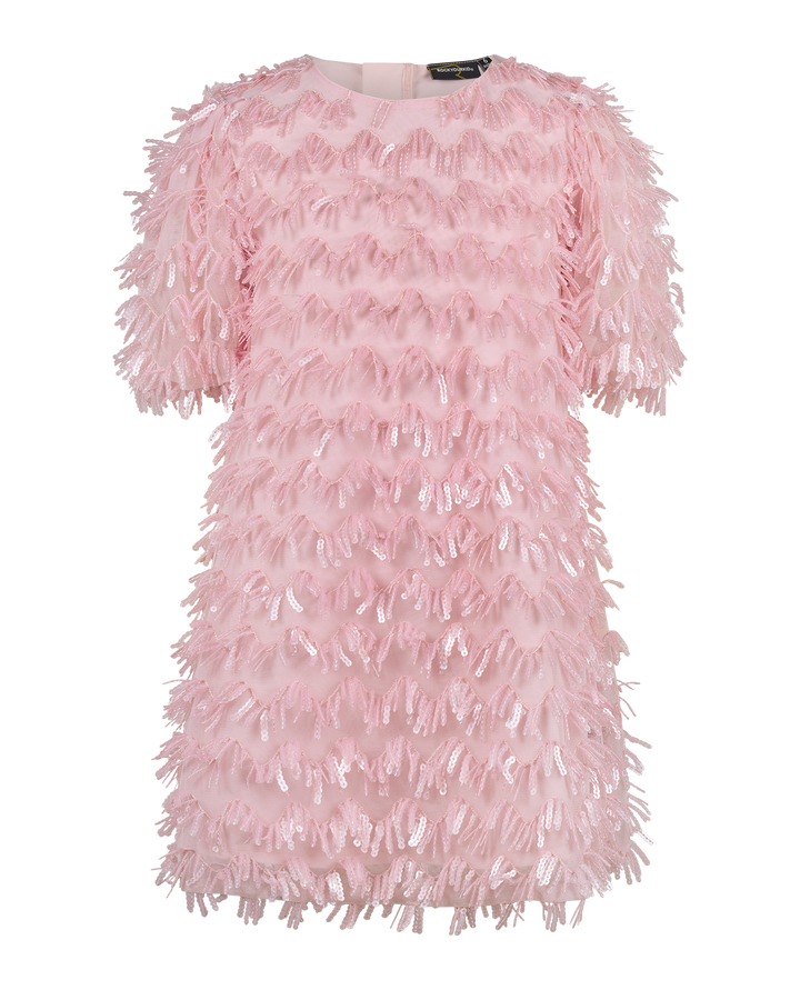 PUFF SLEEVE TULLE MARIA DRESS IN PINK