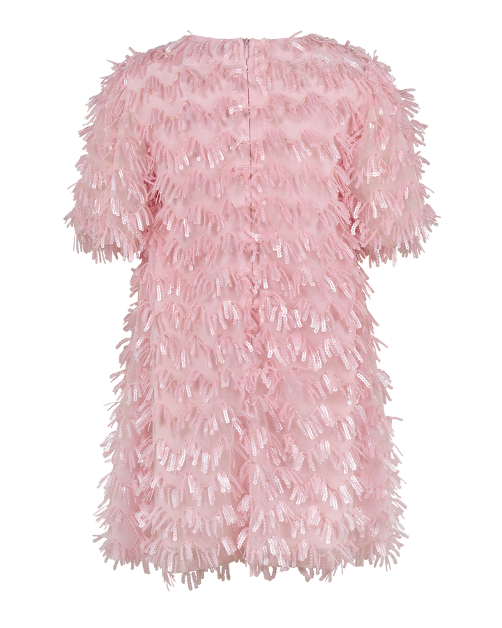 PUFF SLEEVE TULLE MARIA DRESS IN PINK