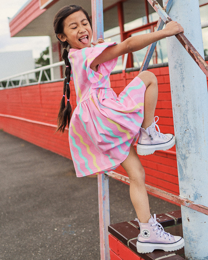 CANDY STRIPE FLEUR DRESS