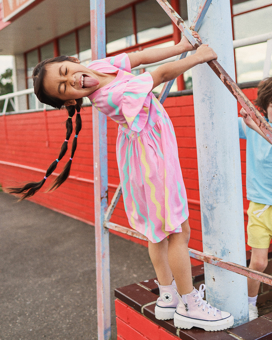 CANDY STRIPE FLEUR DRESS