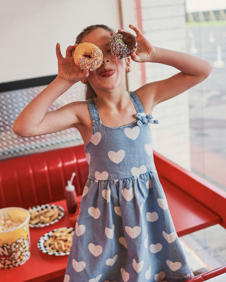 BELINDA BOW DRESS IN DENIM