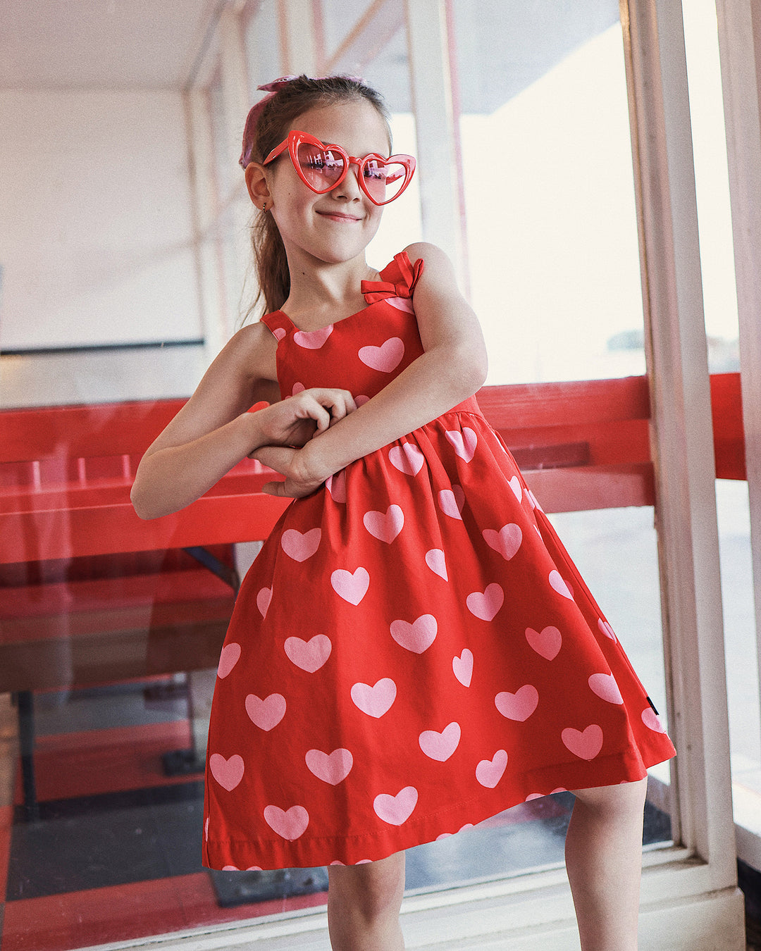 BELINDA BOW DRESS IN RED