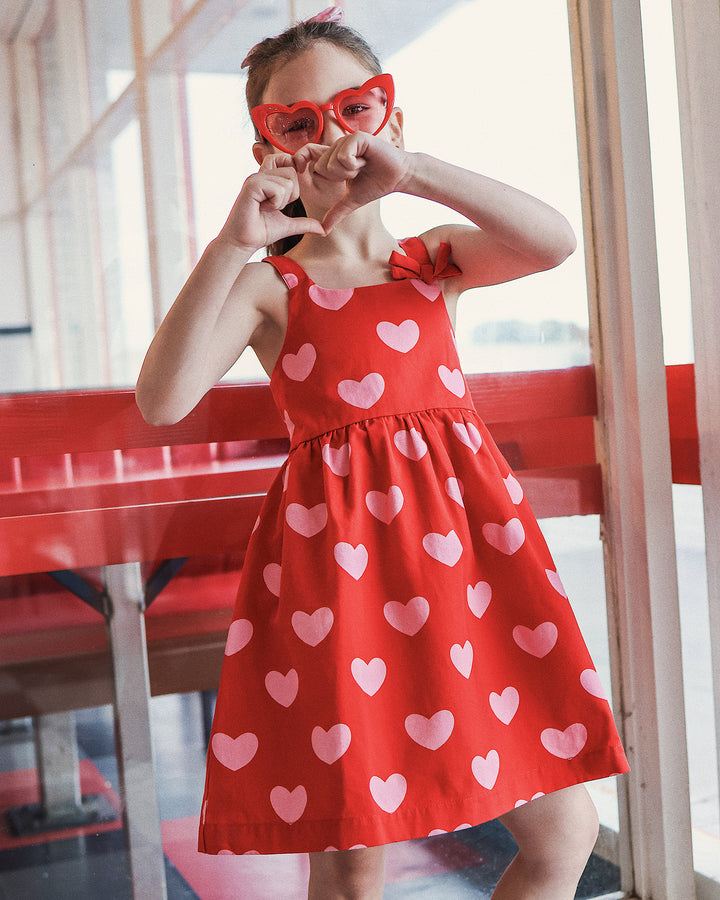 BELINDA BOW DRESS IN RED