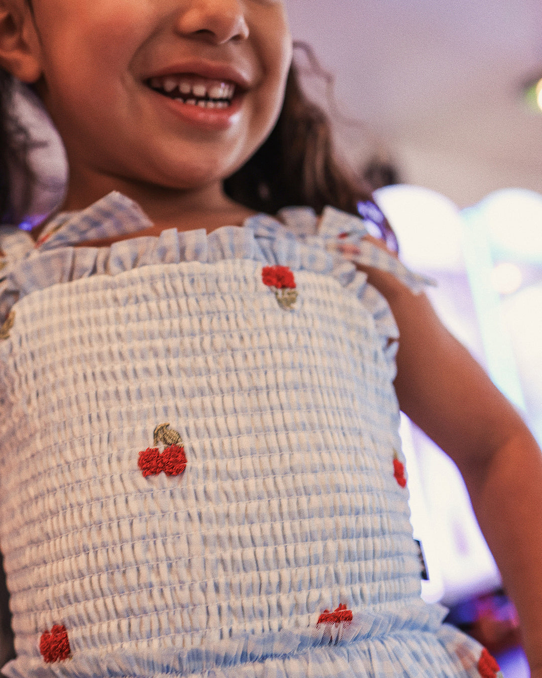 LUNABELLE DRESS IN BLUE GINGHAM