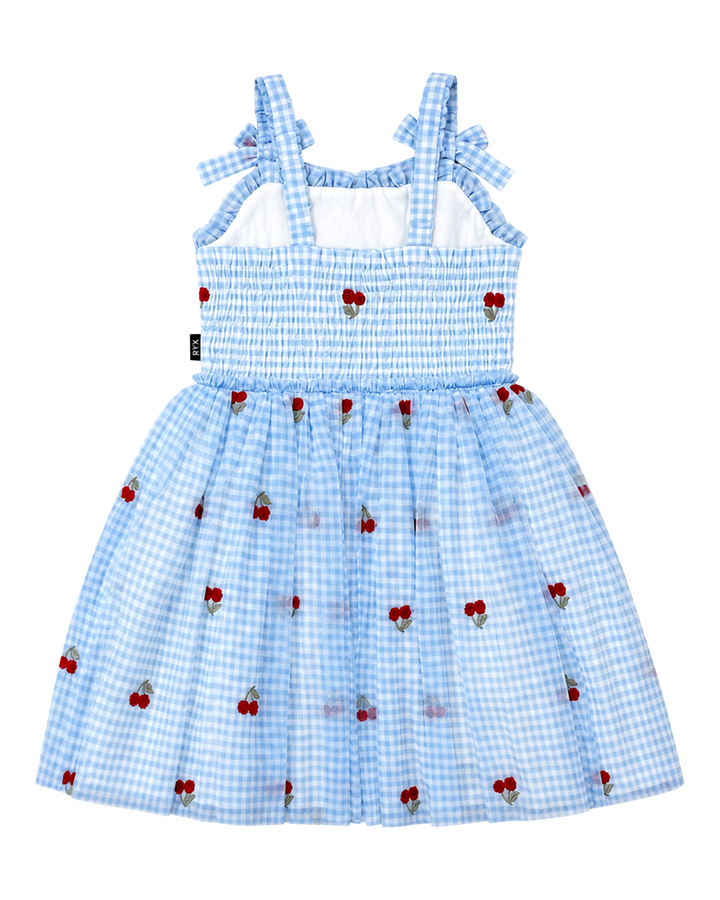 LUNABELLE DRESS IN BLUE GINGHAM