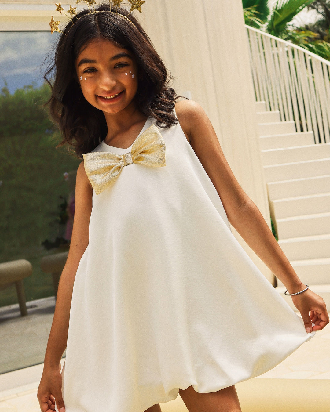 JULIA BOW DRESS IN CREAM