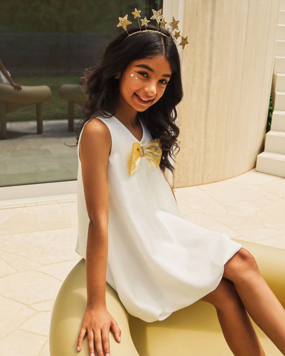 JULIA BOW DRESS IN CREAM