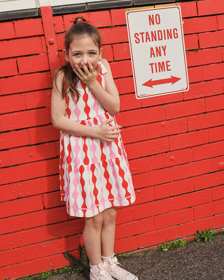 RIC RAC BOW DRESS IN PARTY PINK