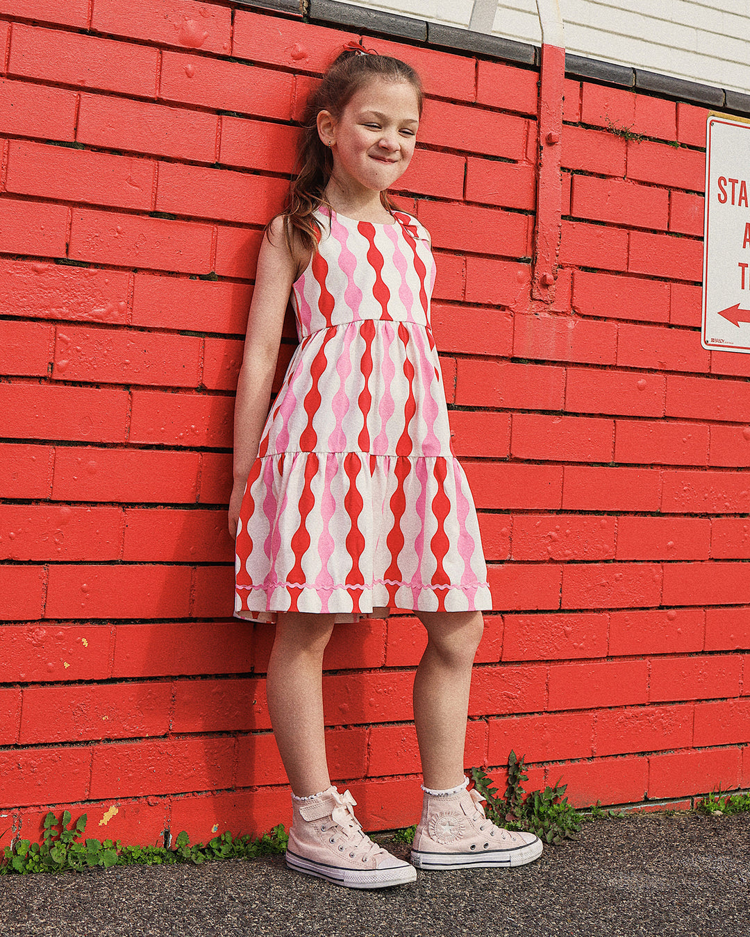 RIC RAC BOW DRESS IN PARTY PINK