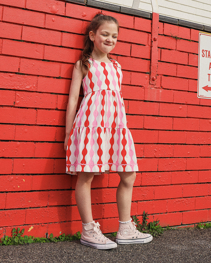 RIC RAC BOW DRESS IN PARTY PINK