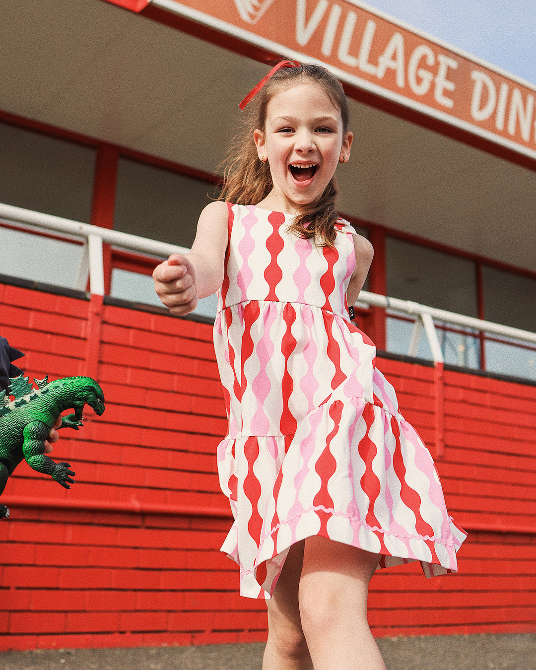 RIC RAC BOW DRESS IN PARTY PINK