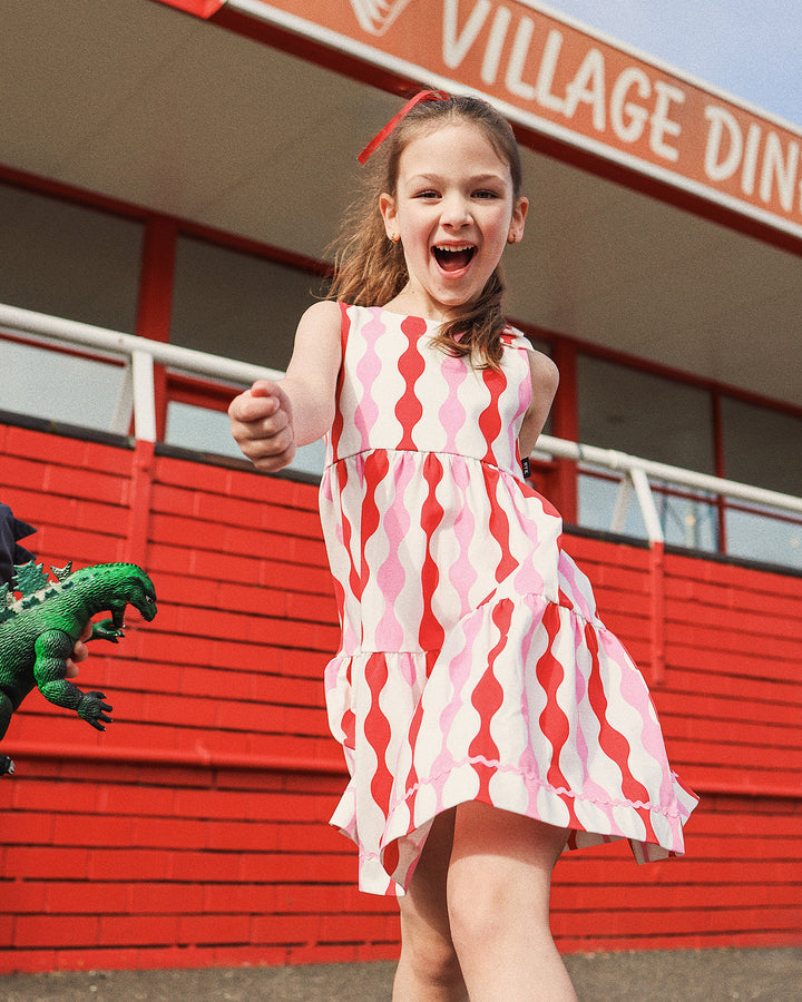 RIC RAC BOW DRESS IN PARTY PINK